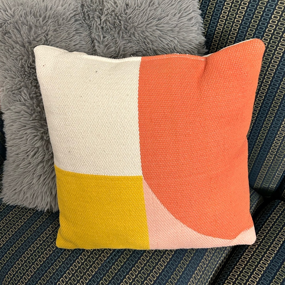 Color Block Square Throw Pillow Ivory/Peach